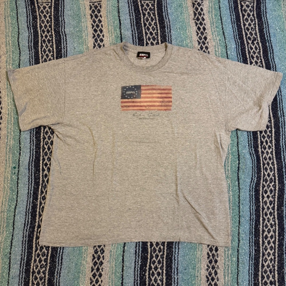 ESPN Club Walt Disney World T-Shirt Mens XL Gray American Flag Graphic Tee